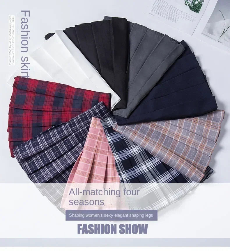 Women's Skirt Without Shorts Fashion Korean Style Ropa Black Harajuku Plaid Falda Short De Mujer Mini Pleated Skirts For Girls